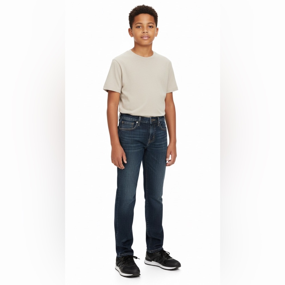 Signature Levi Strauss Straight Fit Jeans - Dark Blue - Boy’s Size 16 - Picture 3 of 10
